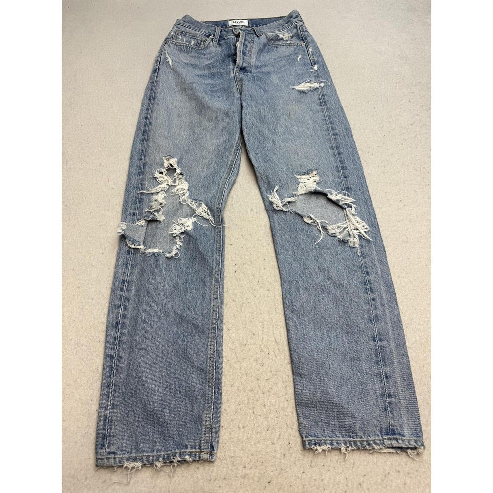 AGOLDE 90s Loose Fit Jeans Womens 23 Blue High Rise Distressed Straight Denim